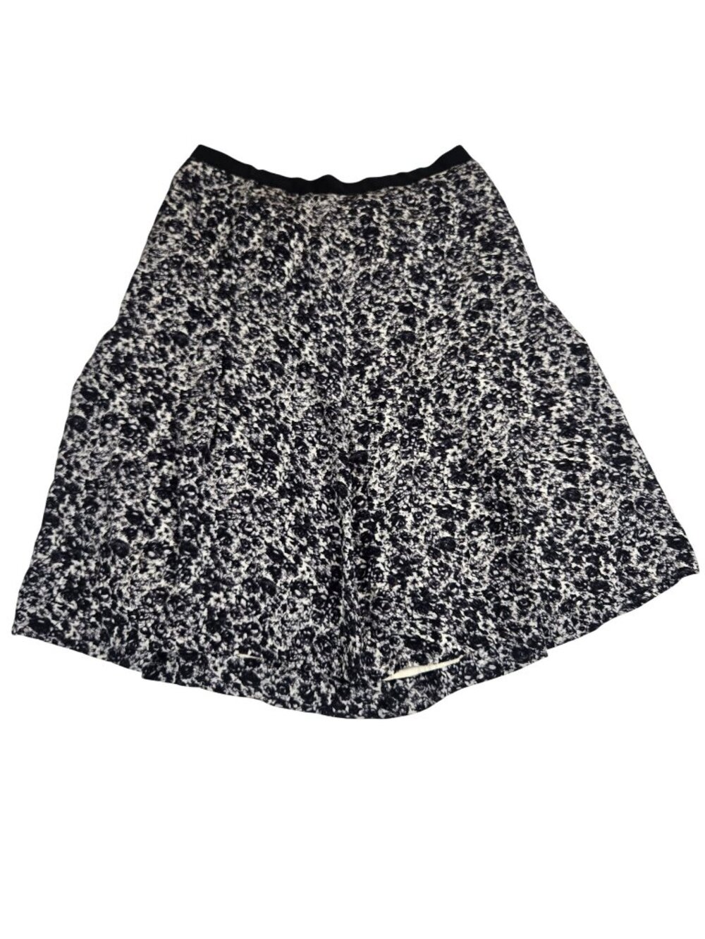 Black White Banana Republic Silk Floral A-Line Skirt Size 6